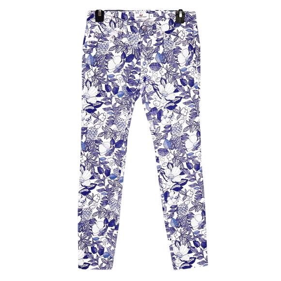 Vineyard Vines Denim - Vineyard Vines Jeans Womens 2 White Blue Floral Stretch Denim Crop Skinny Cordia